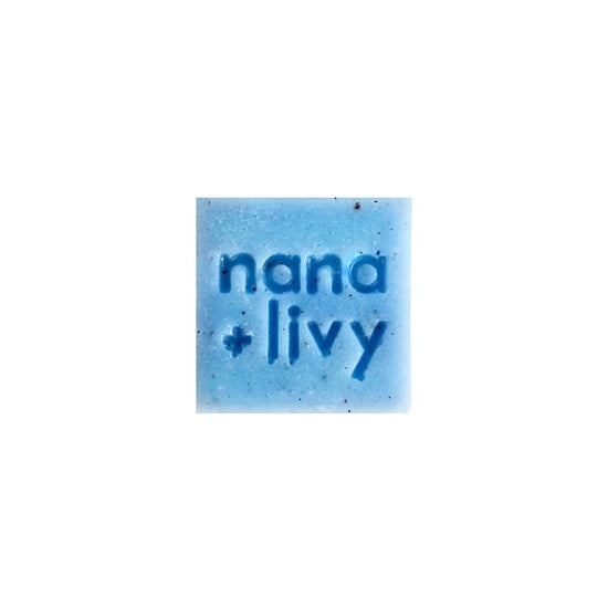 Nana + Livy blueberry soap block without packaging